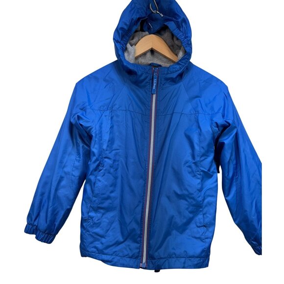 L.L. Bean Kids Windbreaker Winter Fleece Jacket Size 10 Blue Hooded Full Zip - Picture 1 of 15